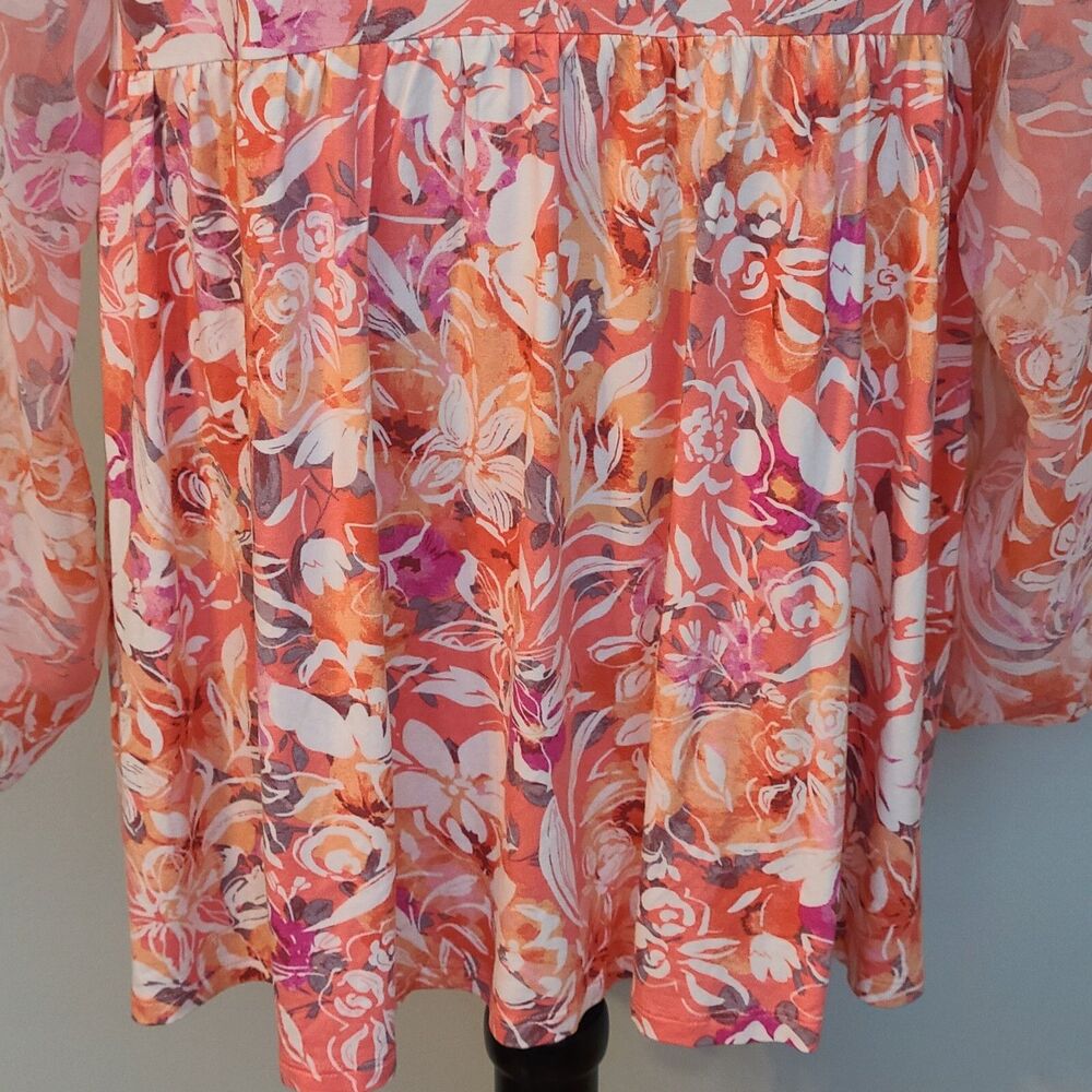 Torrid 3X Babydoll Fabric Mix Floral Super Soft Balloon Chiffon Sleeve Top Boho - Picture 8 of 16